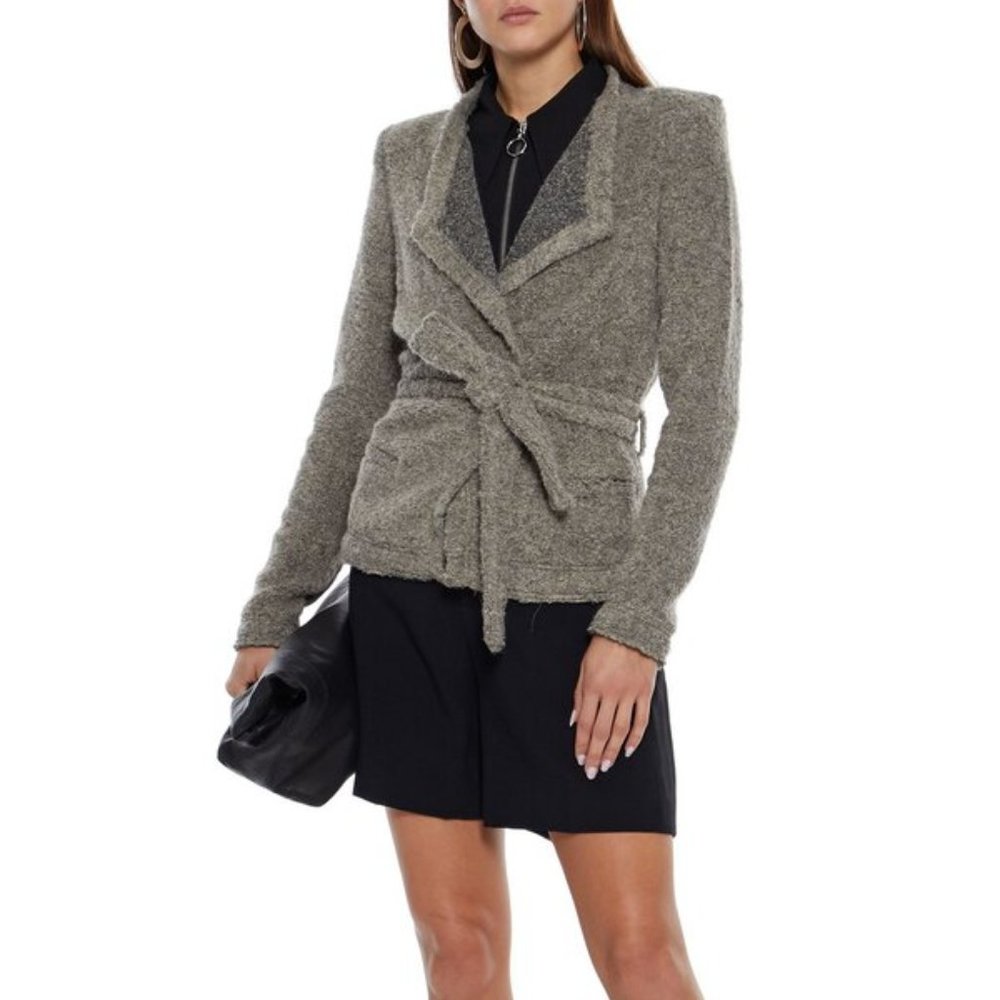 Iro Woman Iquitos Belted Brushed Bouclé Alpaca Wool Blend Jacket Sz. 38